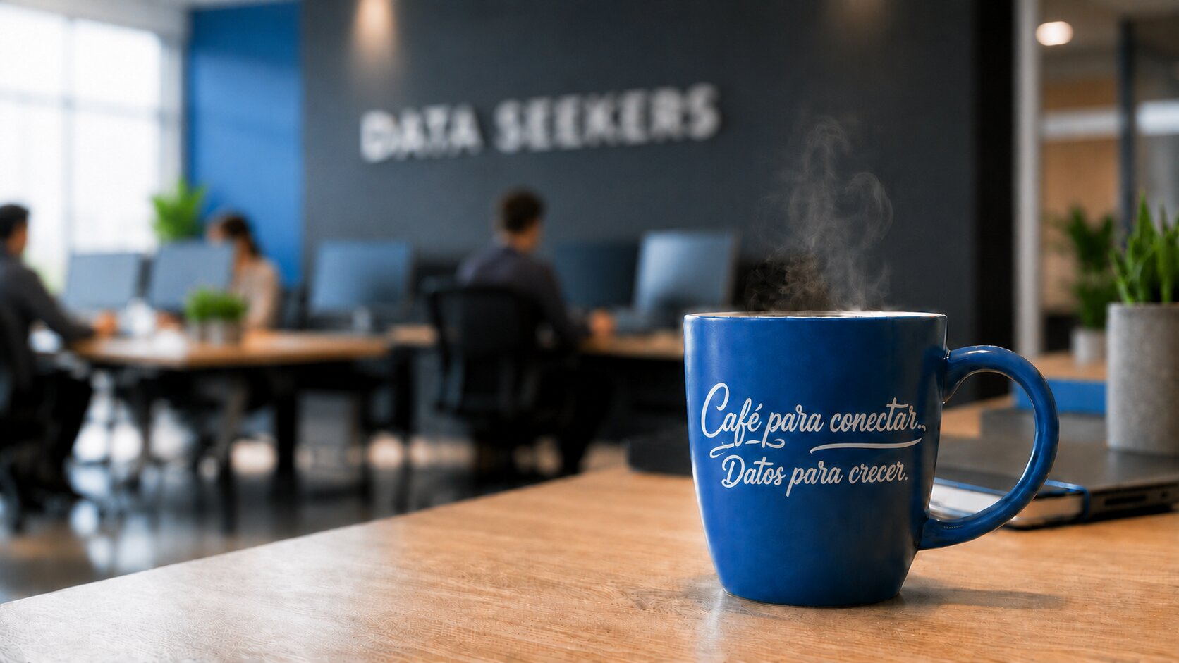 Café para conectar, datos para crecer — oficina de Data Seekers