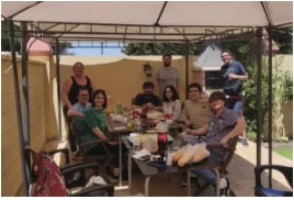 Comida de equipo de Data Seekers al aire libre